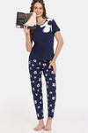Rosaline Disco Daze Knit Cotton Pyjama Set - Ocean Cavern — thumbnail 4